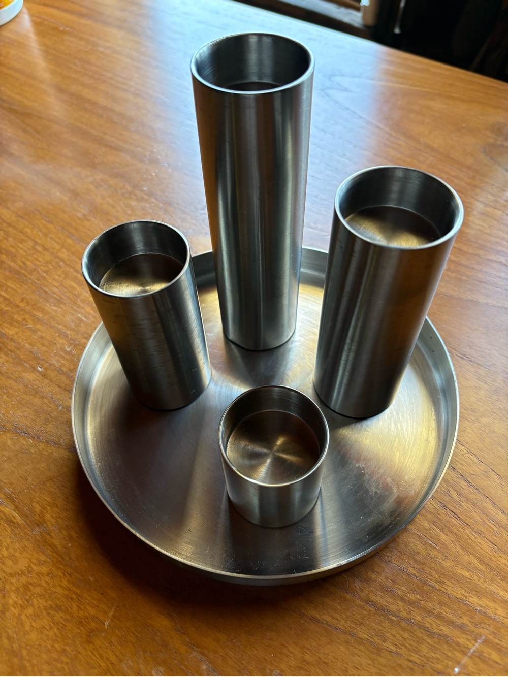 Set of 4 Gradient Candleholders Pillar Candle Holder Silver Metal BLOMUS Germany